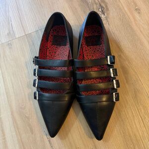 Strange Cvlt Black Coven Flats Silver Buckles Sz 9 Goth Witchcore Occult Dark